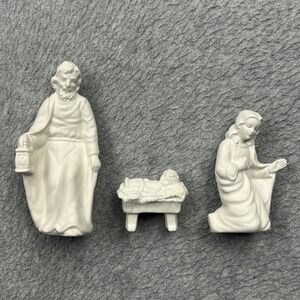 VTG Goebel Nativity Figurine Set White Porcelain 3pc West Germany Mary Jesus 90s
